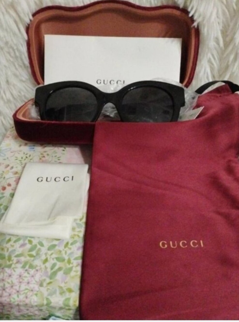 Gucci Black Oversized Round Sunglasses Full Inclusion NWT Made In Italy - Picture 2 of 11